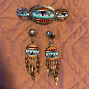 Ethnic Chandelier Earrings and Hair Clip